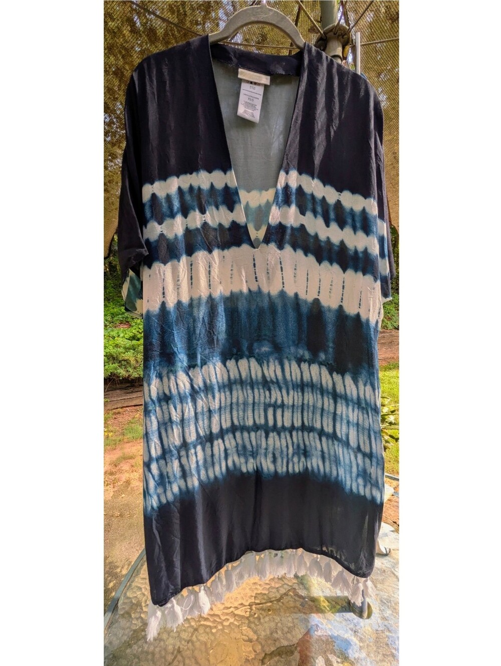 Michael Kors XS/S Rayon Top in Tie Dye Blue And White